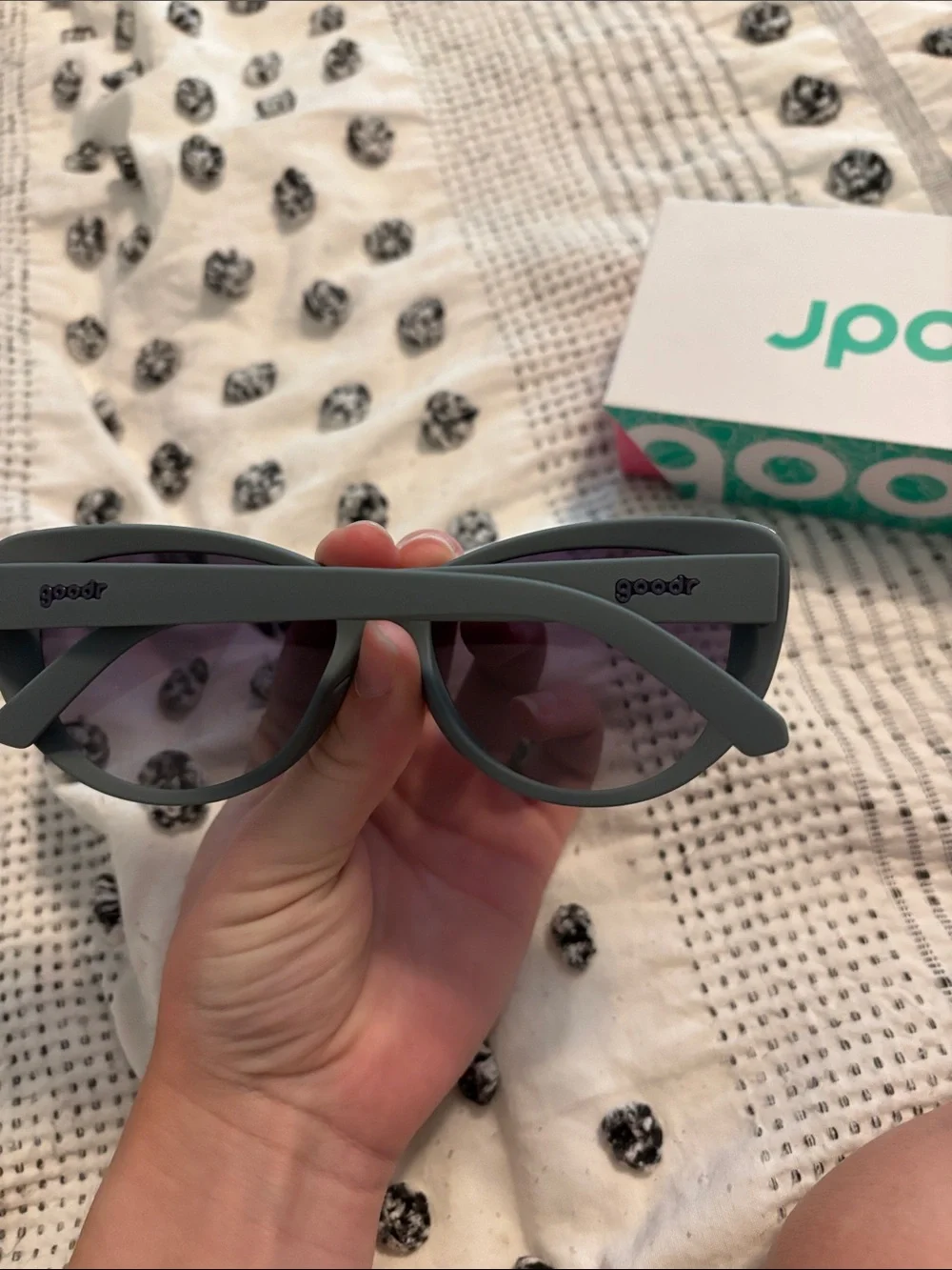 Women's Matte Olive Green/ Grey Goodr Sunglasses with Dark Lenses